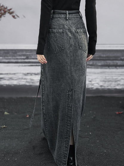 ロングデニムオシュスカート