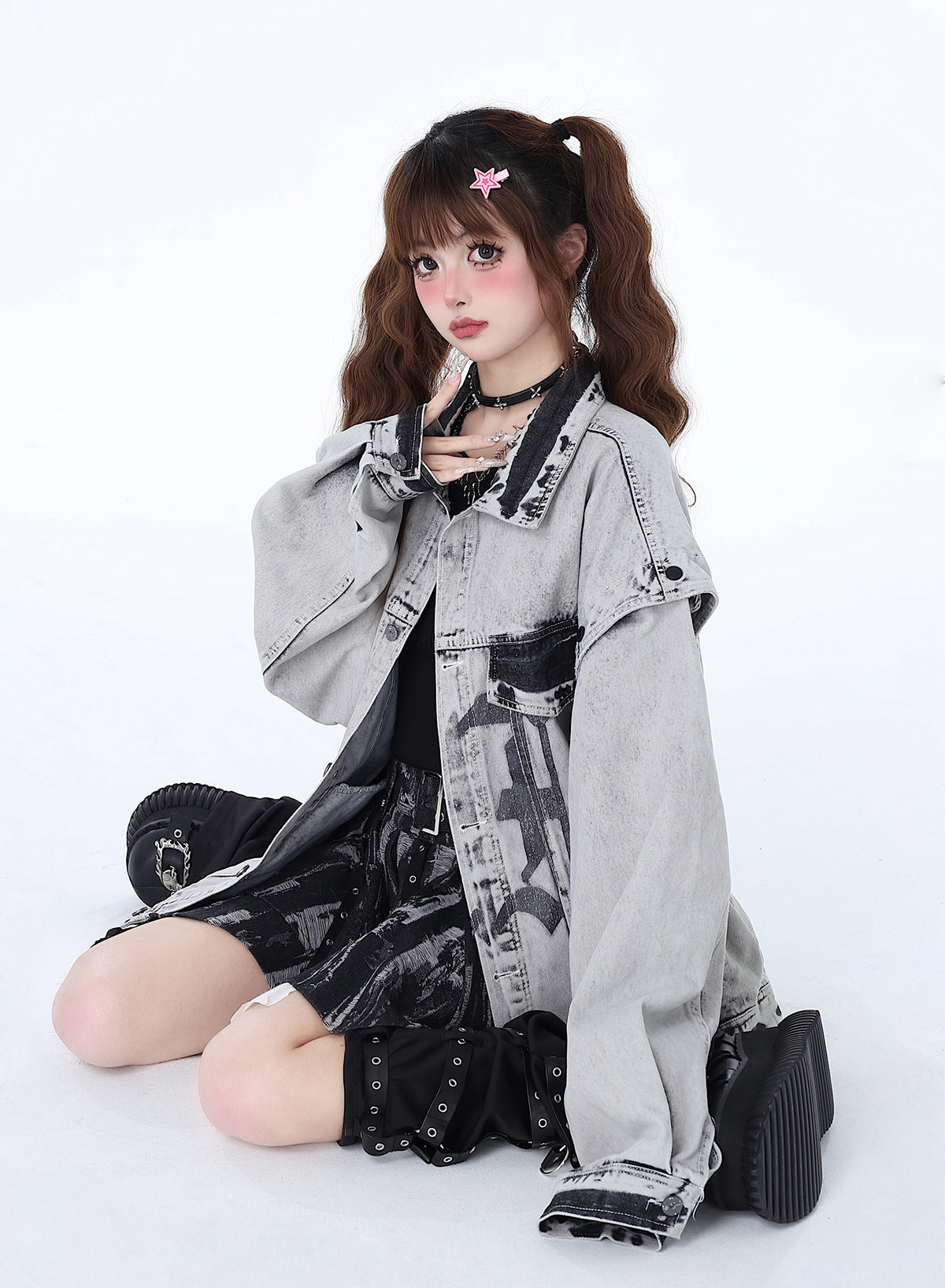 Retro American Denim Loose Street Jacke Design Bike Niche