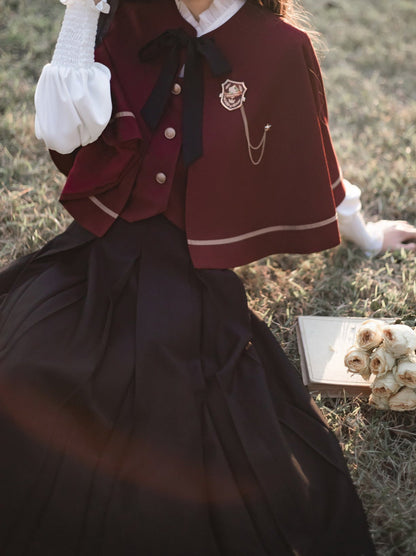 Shirt Long Skirt Elegant Cape Vest Christine