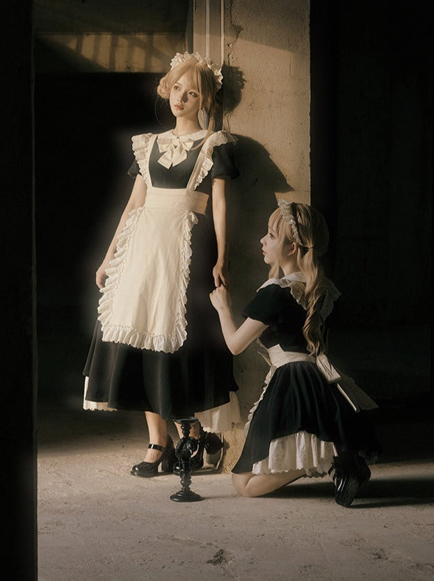 Maid Dress Lace Pleated