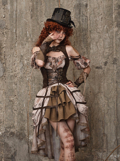 Gilet d'oiseau rétro en cuir style steampunk