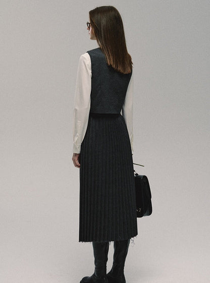 Gray College Long Skirt Best Bethi Barka Pleated