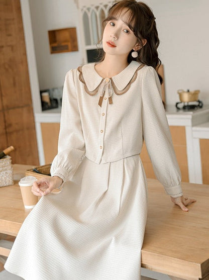 Shirt Flared Skirt Short Retro Girly