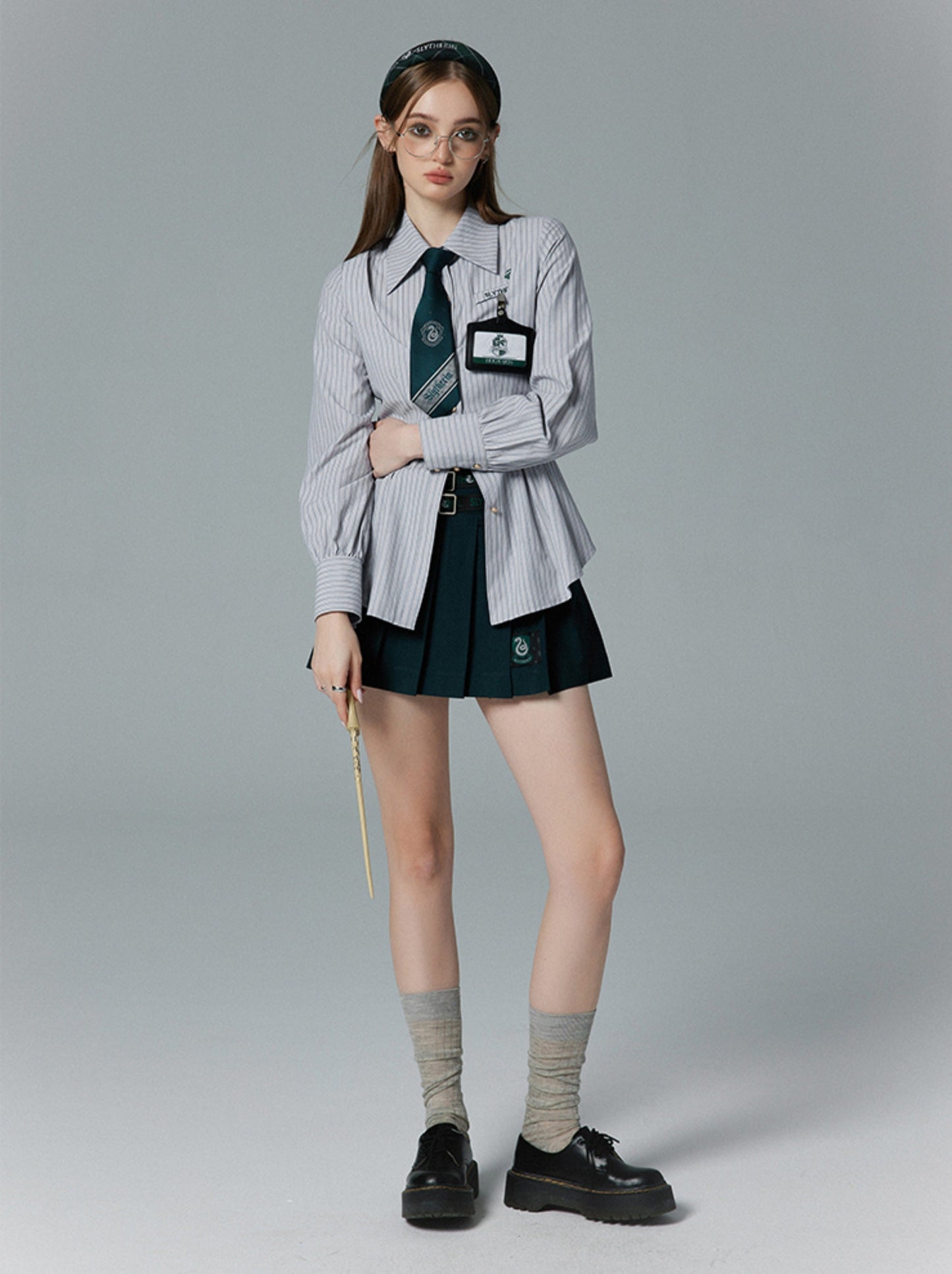 Collar Striped Faux Two-piece Polo Shirt