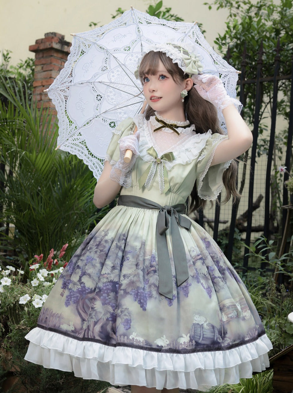 Robe Lolita rétro à fleurs de vigne