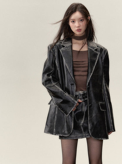 Veste en cuir Osh + jupe courte