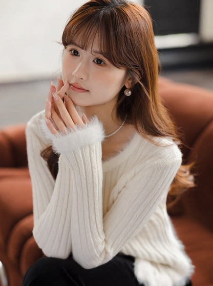 Slim Sweet Sweater Twisted Top Fur