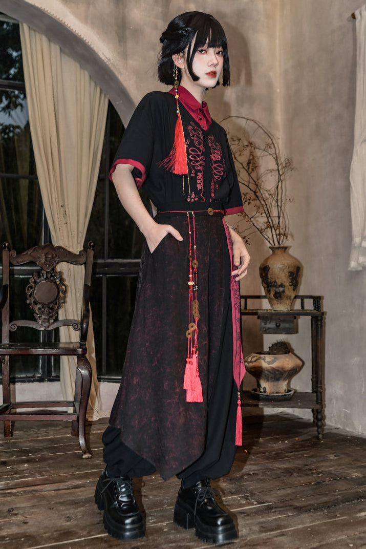 Dark Leg China Pants Wide