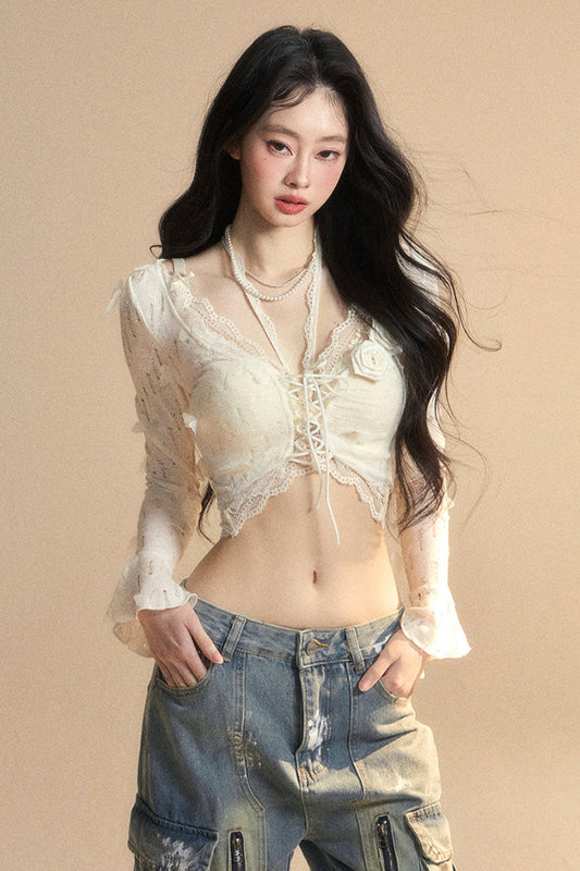 short cardigan Rail inner + halter neck