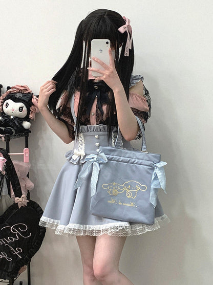 Frill Shoulder Strap Love Back Lace Skirt