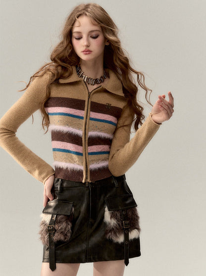 Colorful Striped Knit Cardigan