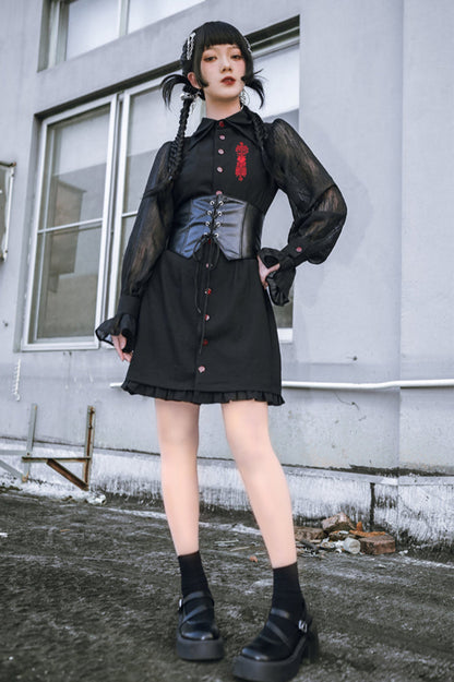 Dress Lantern Chinese Sleeve Sheer