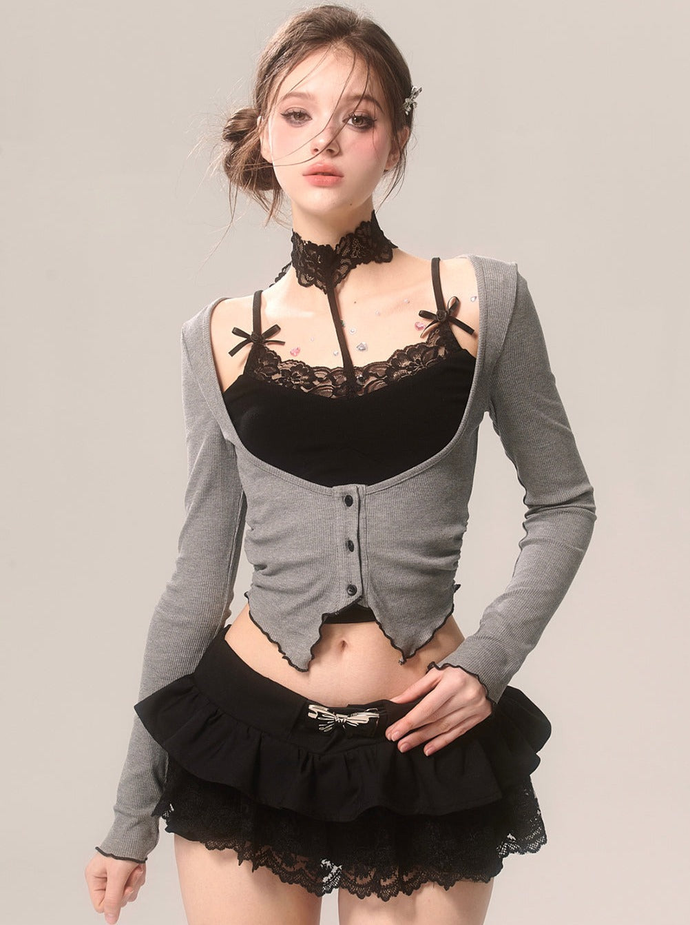 Cardigan Romantic Open-neck