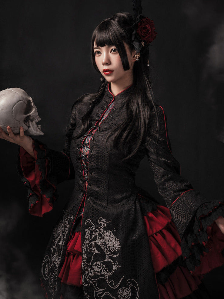 China Lolly Tago Gothic Cape + Long Jacket + Camisole + Skirt + West Band