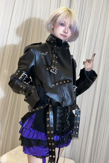 Superjacke aus Leder mit Schnürung
