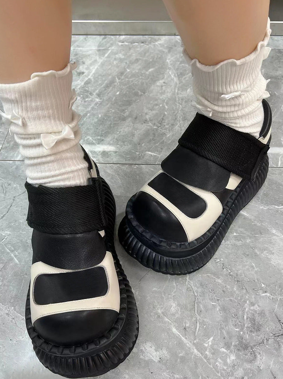 Platform Casual Shoes Leather Velcro