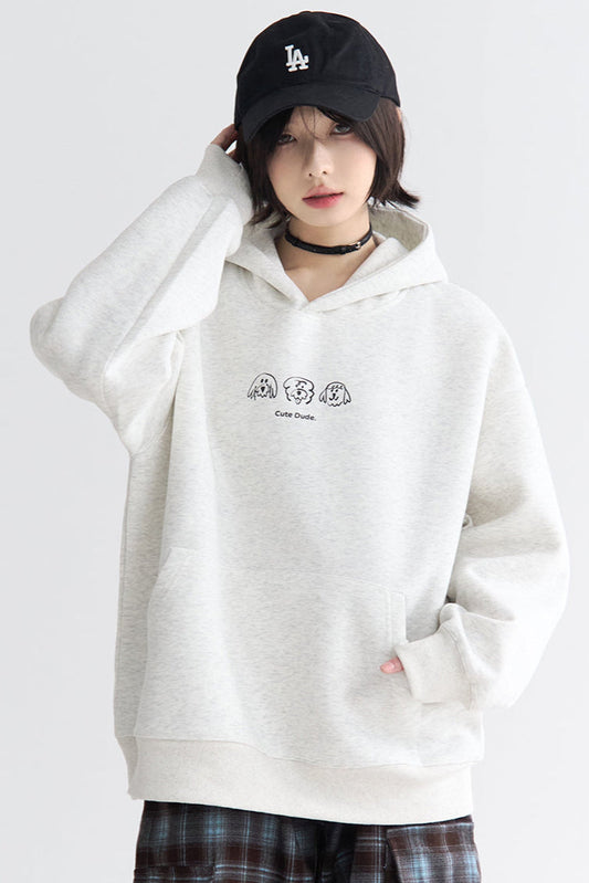 Sweatshirt mit Kapuze und Welpen-Print