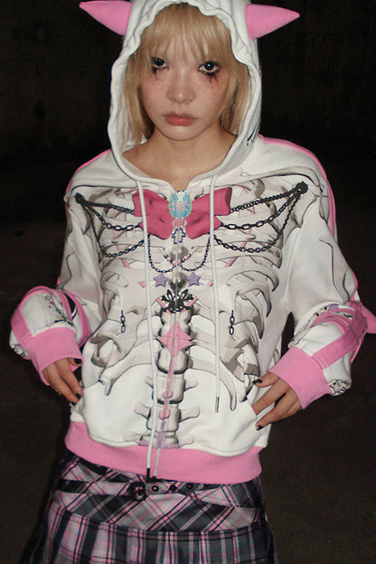 Hoodie Ribbon Sweatshirt Animal Print