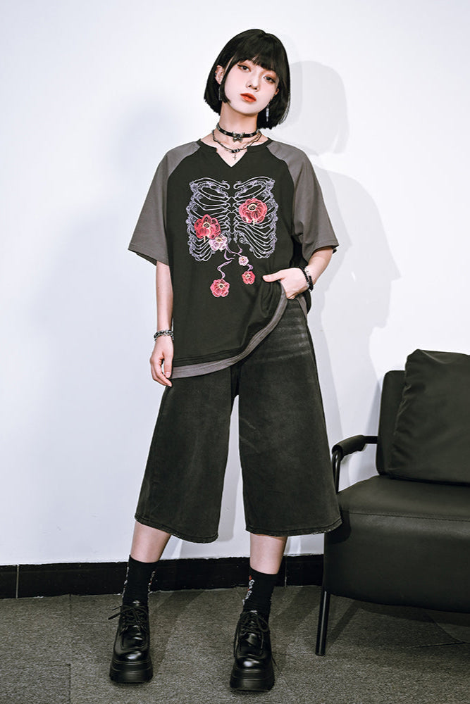 pants half ash Black denim