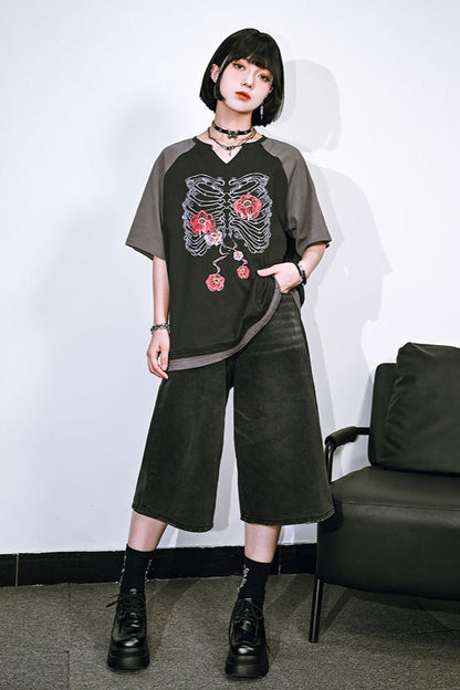 pants half ash Black denim