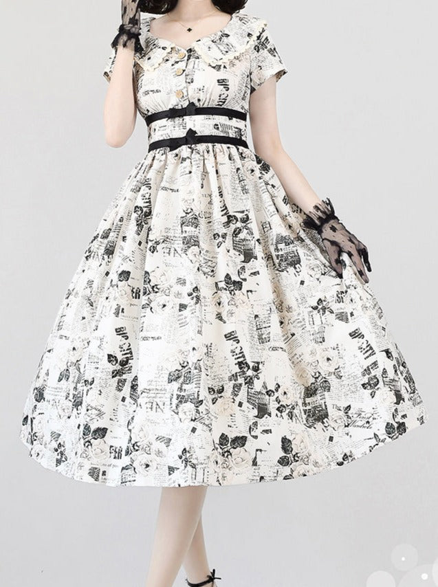 Mark Retro Lolita Flower Waist Dress