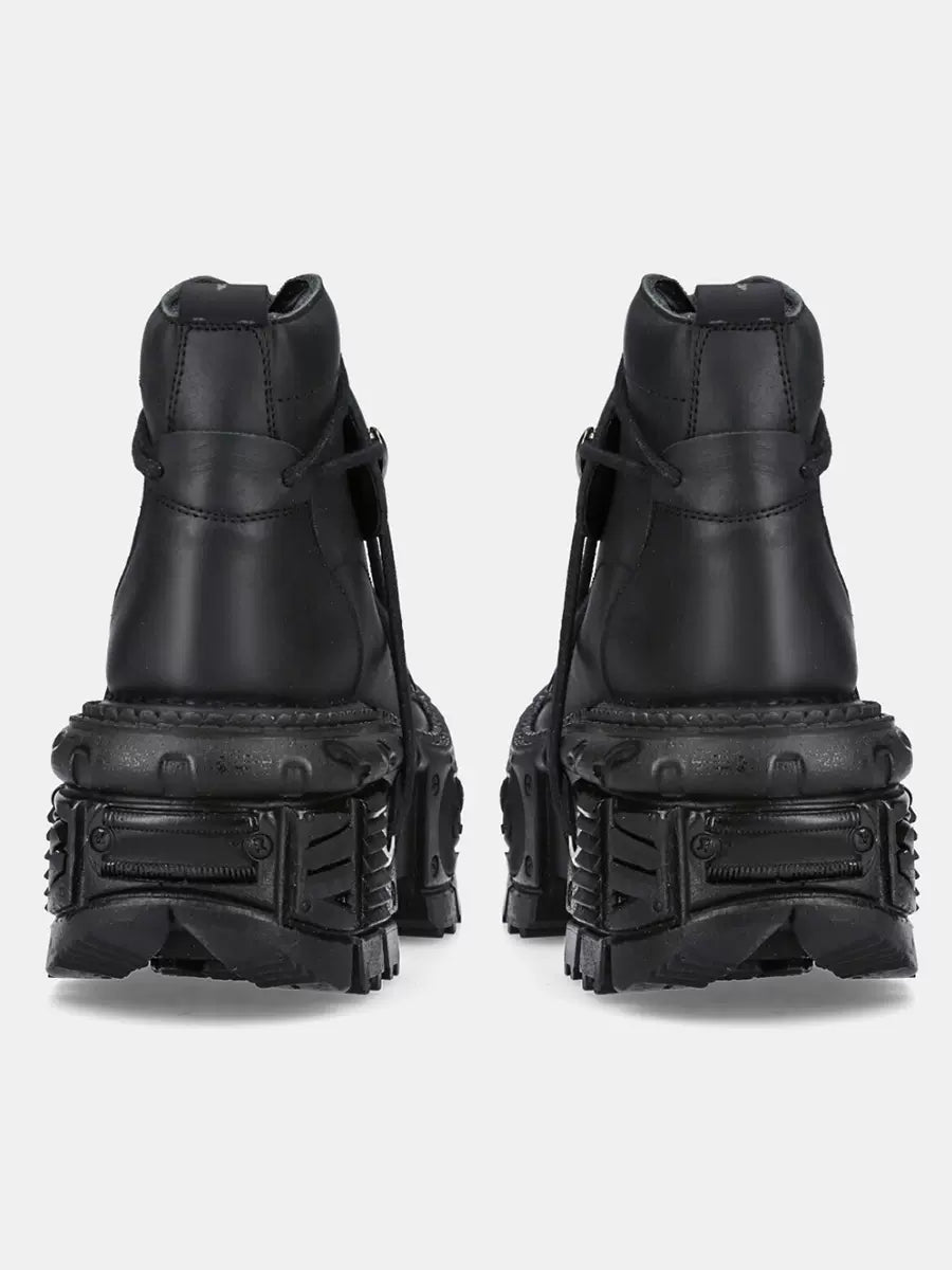Short Platform Dark Metal Punk Boots Lace-up