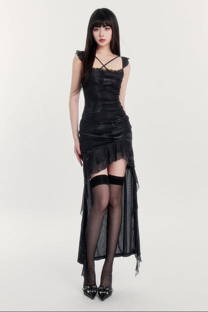 Ärmelloses dunkles Maxikleid Asimeda Romantic