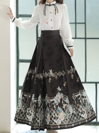 Bluse Lang China Dunkel Elegant Rock