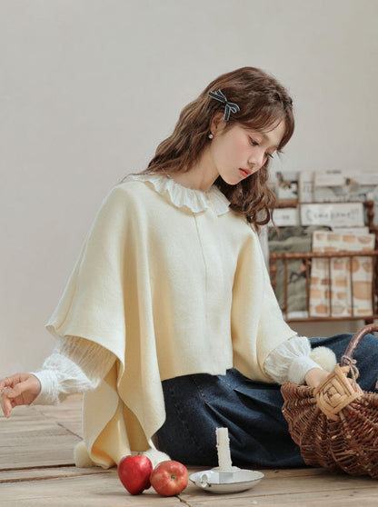 Fur Cape Cloak Pompon