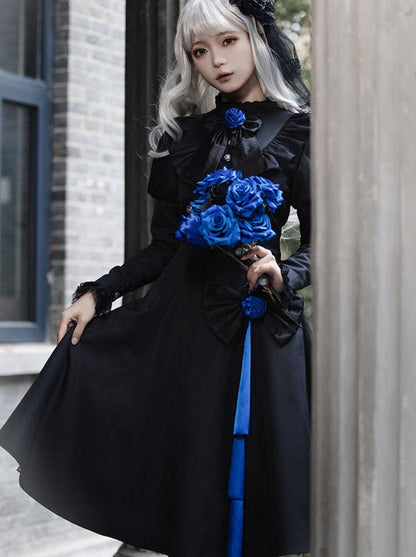 Slit Dress Big Cloak Frilly Ruffle + Gothic