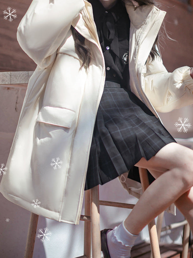 Veste blanche style pingouin à capuche style collège
