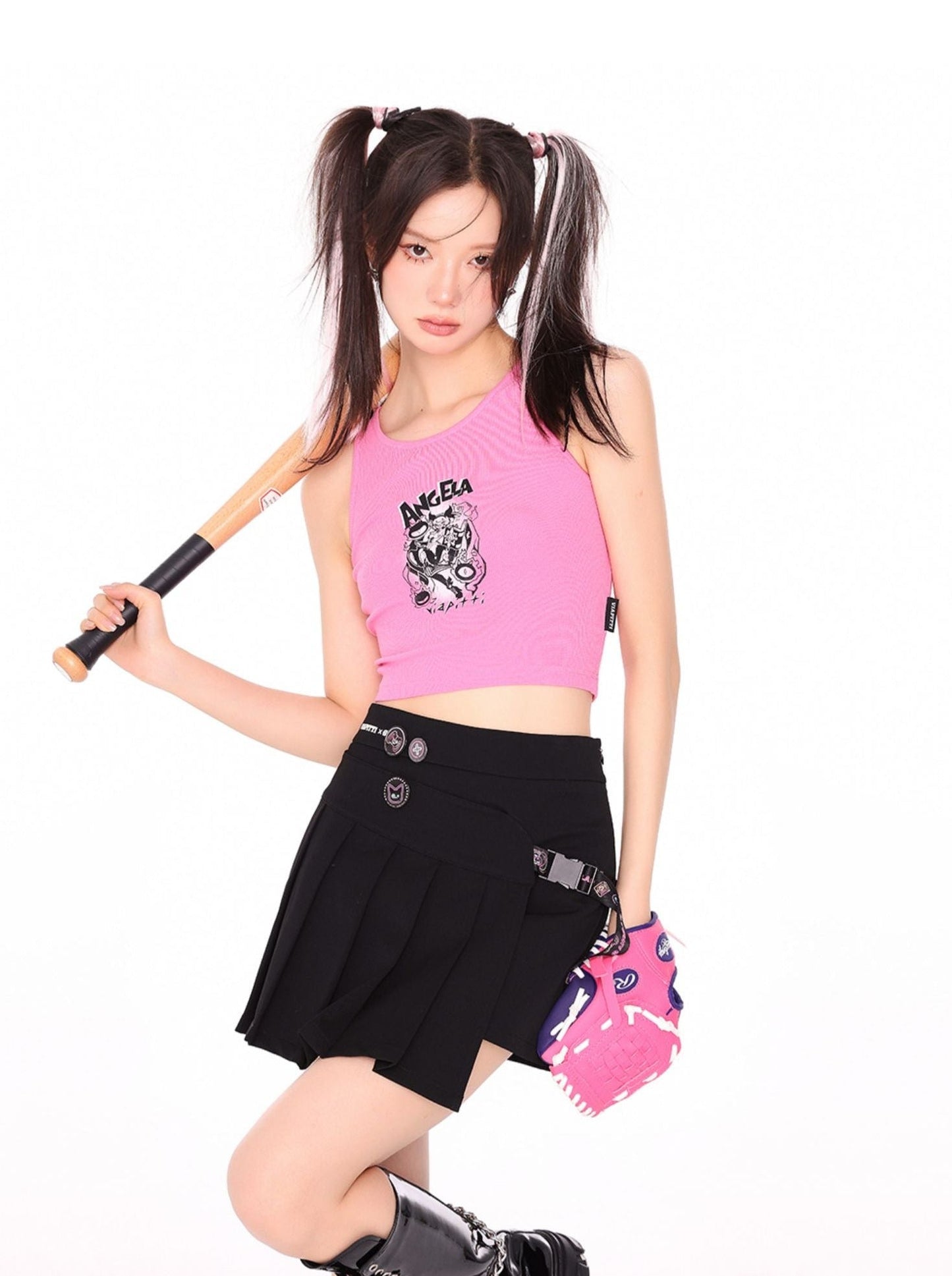 Asymmetrical Irregular A-line Pleated Skirt