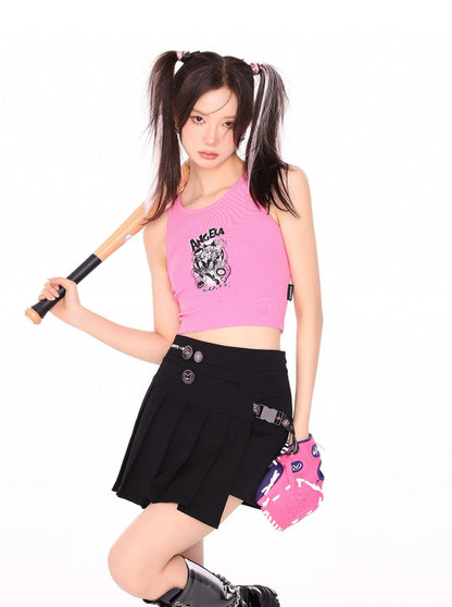 Asymmetrical Irregular A-line Pleated Skirt