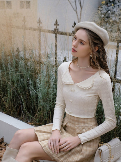 Top French Yellow Skirt Check Milkshake