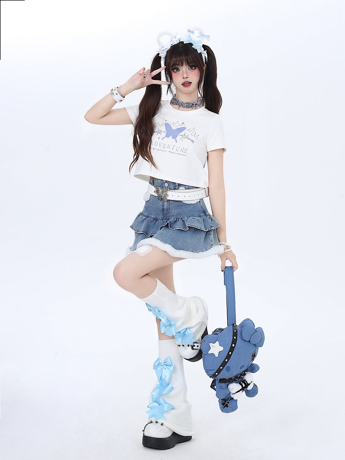 Butterfly Dream T-Shirt Short Slim Ribbon Back