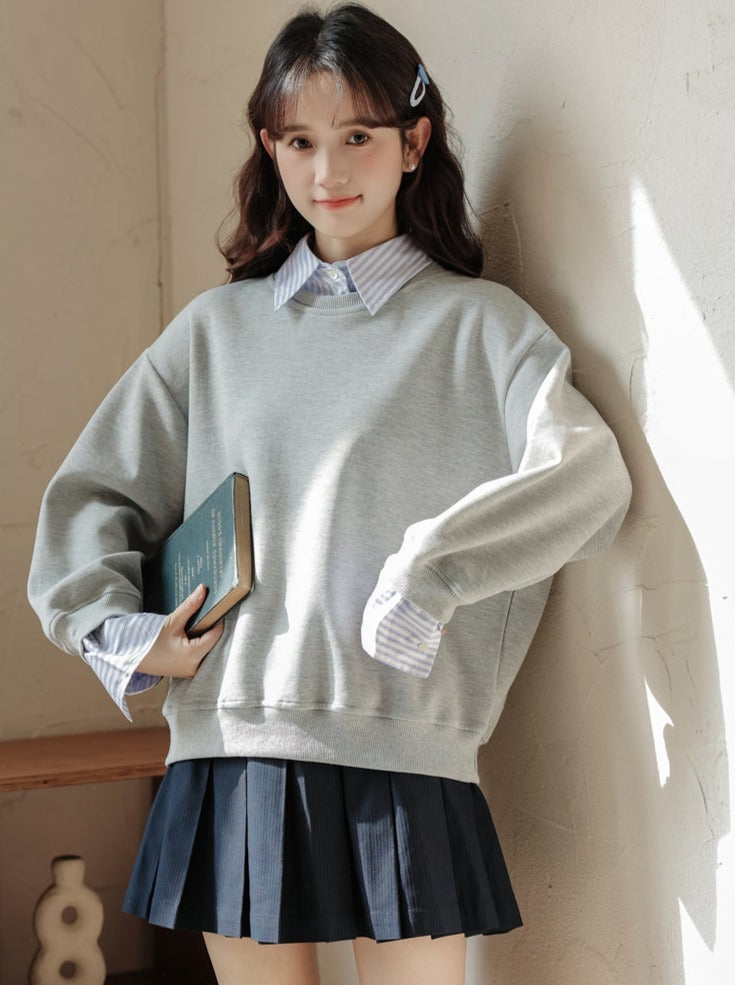 Pull ample à rayures, ensemble deux pièces