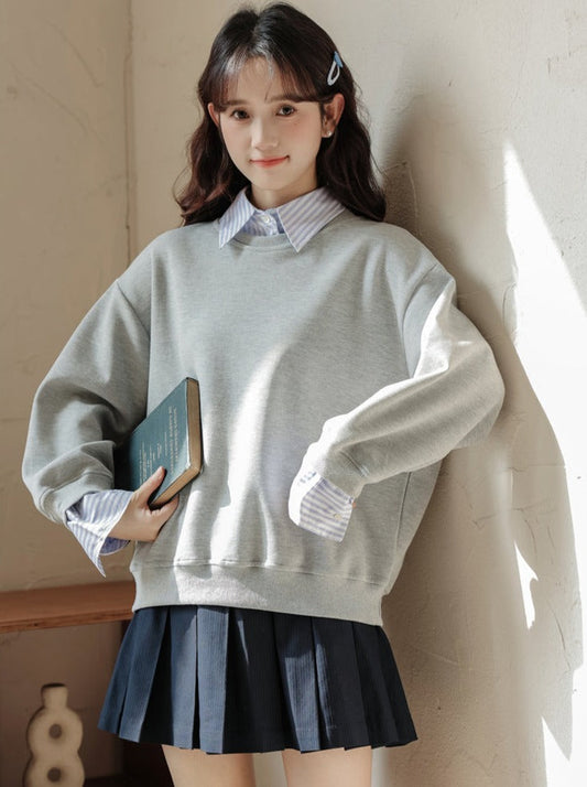 Pull ample à rayures, ensemble deux pièces