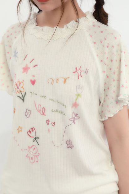 Round Floral Top Neck Heart
