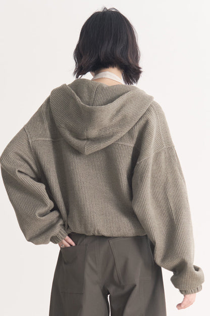 Jacket Gravity Solid Model Museum Versatile Short Spring/Autumn Color Women's Wool - Top Hooded