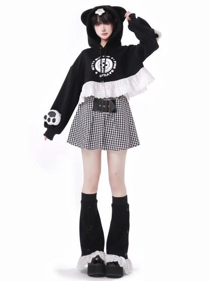 Plash Black Food Sweat Chest Long Singing Long Skirt Suit