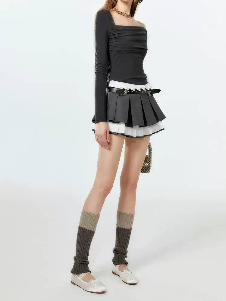 ライズプリーツレーススカート ミレニアロー