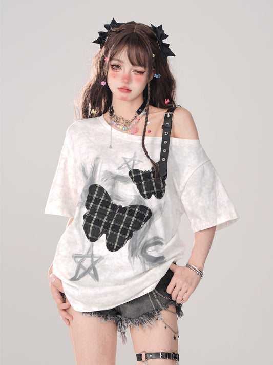 T-Shirt Sweet Loose Schultergurt Love One