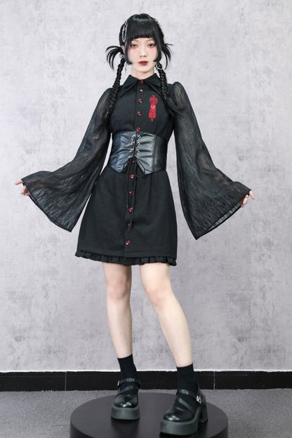 Dress Lantern Chinese Sleeve Sheer