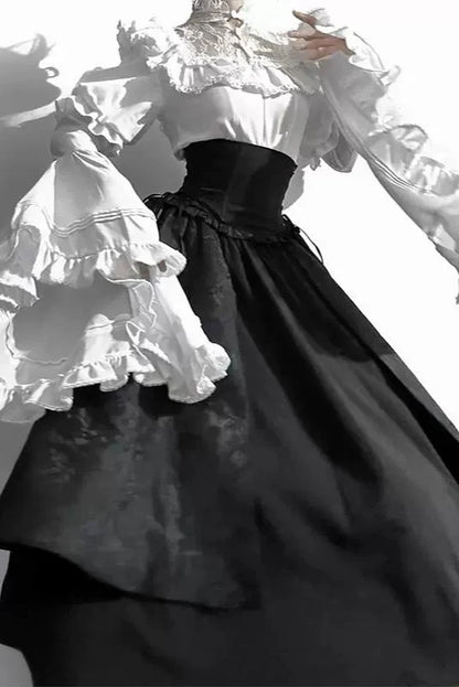 gorgeous ruffle Dark gothic skirt + lolita blouse