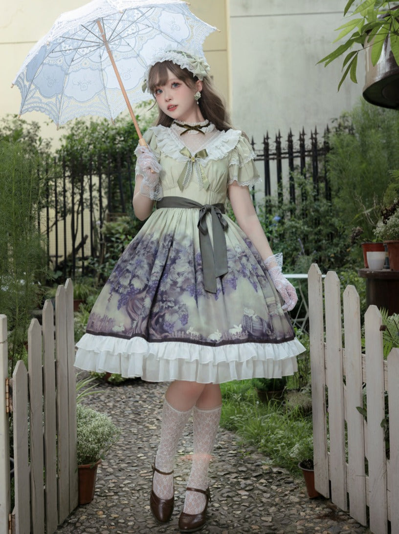 Robe Lolita rétro à fleurs de vigne