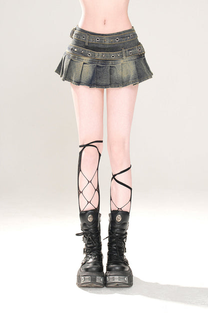 Skirt Pleated Y2K Denim Line