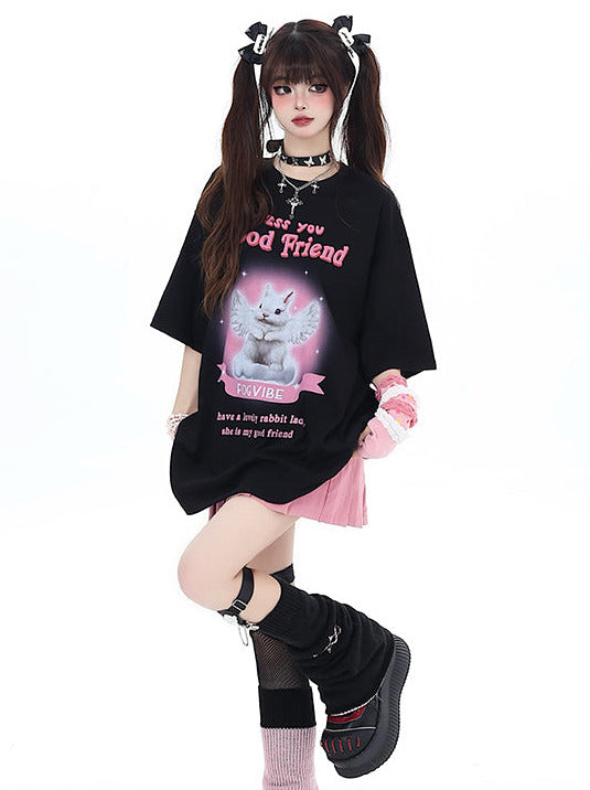 Süßes Kaninchen T-Shirt Girly Loose Angel