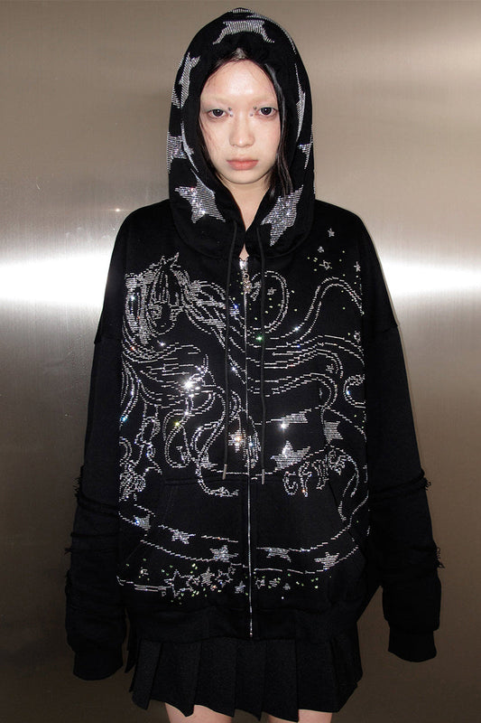 Sweatshirt Crystal Girl Snake Hoodie