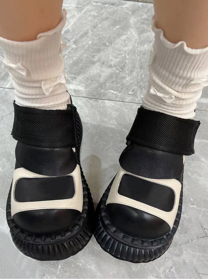 Platform Casual Shoes Leather Velcro