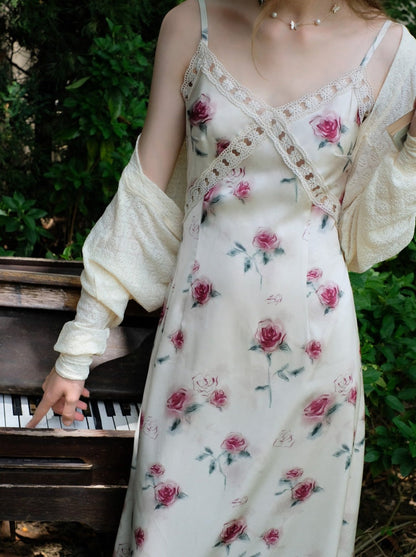 Weißes Kleid Pure Flower Sweet Camisole